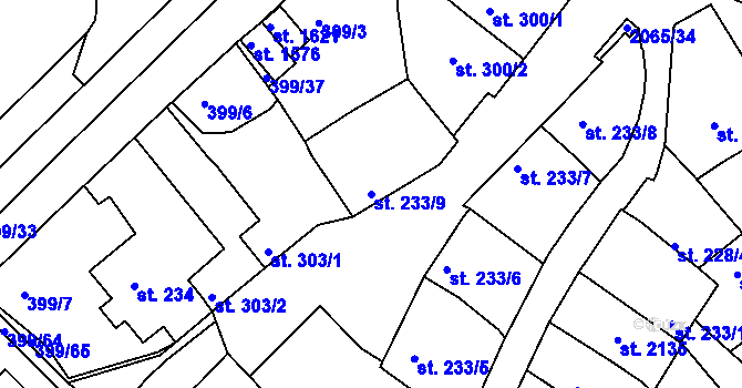 Parcela st. 233/9 v KÚ Mařatice, Katastrální mapa