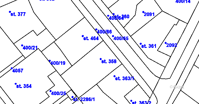 Parcela st. 358 v KÚ Mařatice, Katastrální mapa