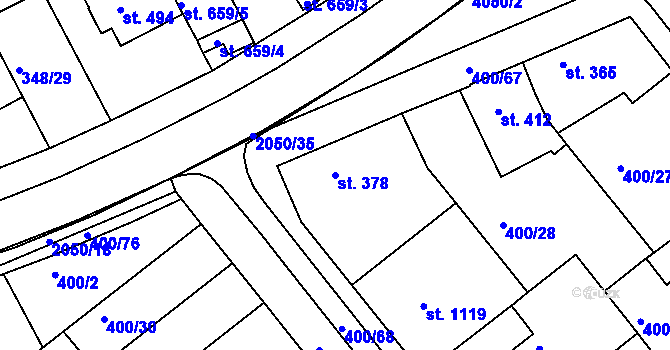 Parcela st. 378 v KÚ Mařatice, Katastrální mapa