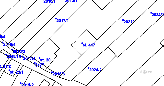 Parcela st. 417 v KÚ Mařatice, Katastrální mapa
