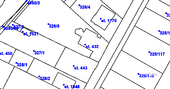 Parcela st. 432 v KÚ Mařatice, Katastrální mapa