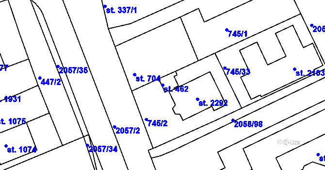Parcela st. 462 v KÚ Mařatice, Katastrální mapa