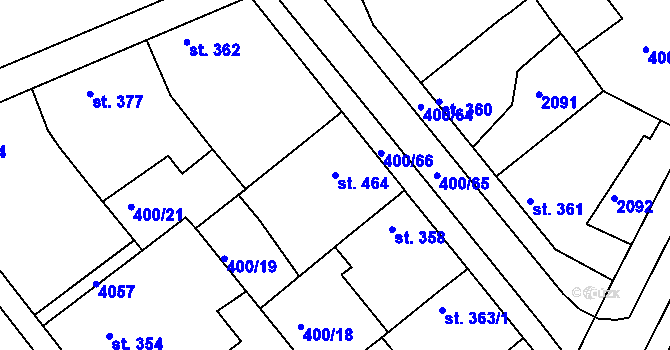 Parcela st. 464 v KÚ Mařatice, Katastrální mapa