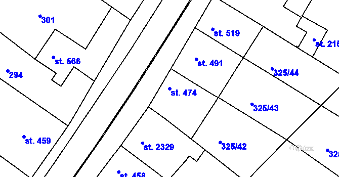Parcela st. 474 v KÚ Mařatice, Katastrální mapa