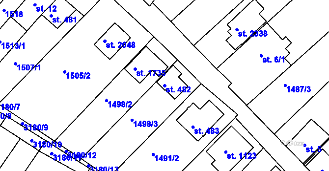 Parcela st. 482 v KÚ Mařatice, Katastrální mapa