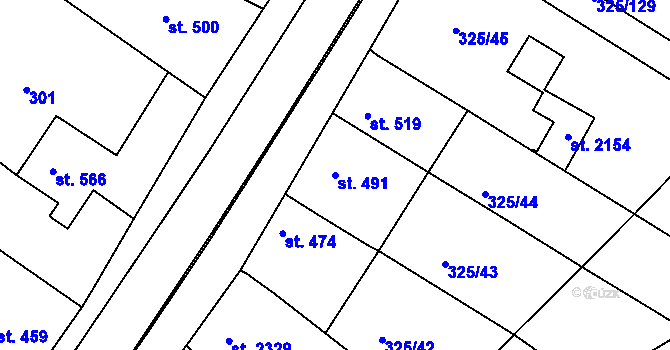 Parcela st. 491 v KÚ Mařatice, Katastrální mapa