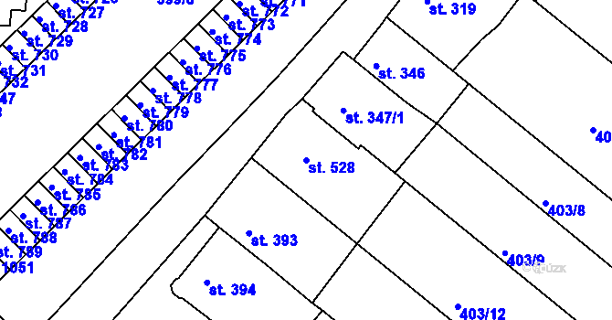 Parcela st. 528 v KÚ Mařatice, Katastrální mapa