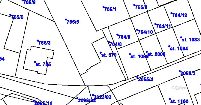 Parcela st. 570 v KÚ Mařatice, Katastrální mapa