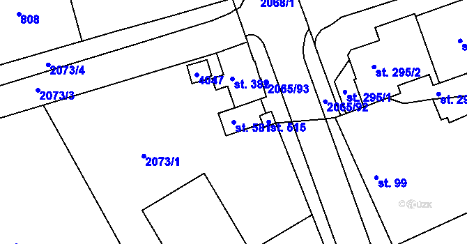 Parcela st. 581 v KÚ Mařatice, Katastrální mapa