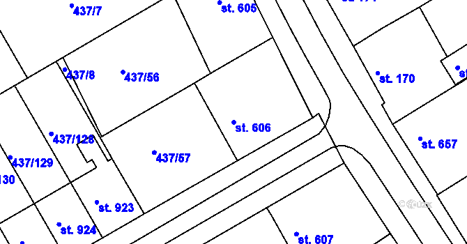 Parcela st. 606 v KÚ Mařatice, Katastrální mapa