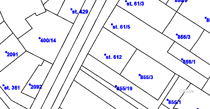 Parcela st. 612 v KÚ Mařatice, Katastrální mapa