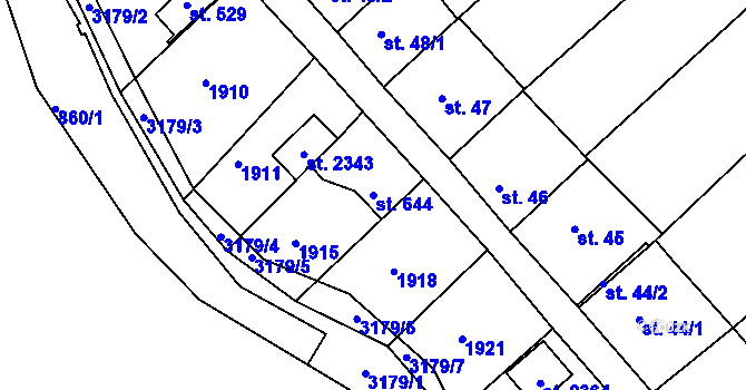 Parcela st. 644 v KÚ Mařatice, Katastrální mapa