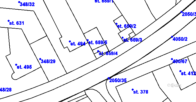 Parcela st. 659/4 v KÚ Mařatice, Katastrální mapa