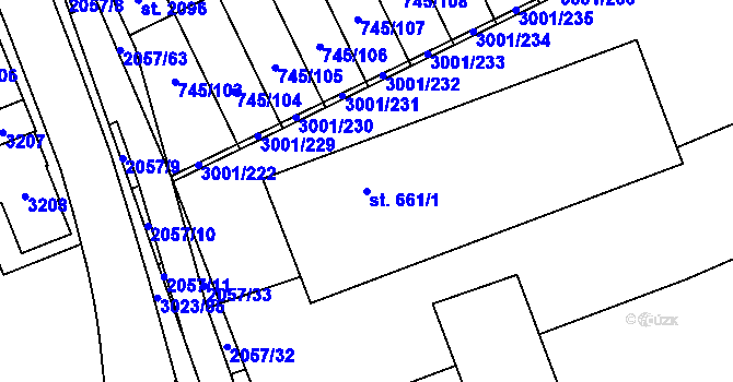 Parcela st. 661/1 v KÚ Mařatice, Katastrální mapa