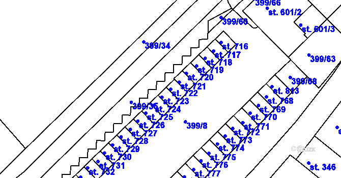 Parcela st. 722 v KÚ Mařatice, Katastrální mapa