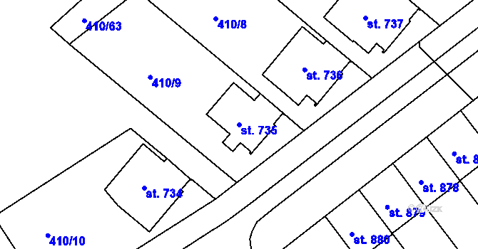 Parcela st. 735 v KÚ Mařatice, Katastrální mapa