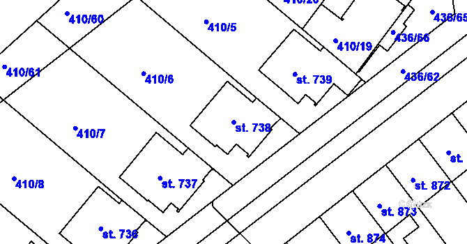 Parcela st. 738 v KÚ Mařatice, Katastrální mapa