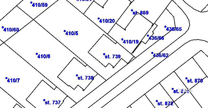 Parcela st. 739 v KÚ Mařatice, Katastrální mapa