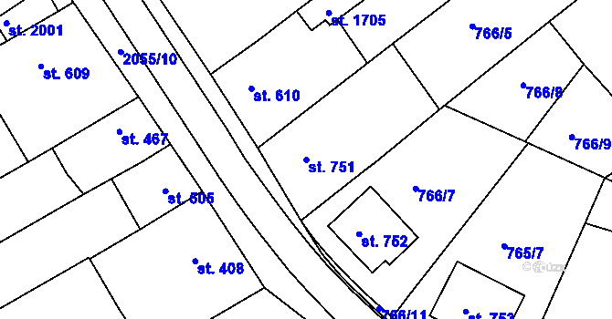 Parcela st. 751 v KÚ Mařatice, Katastrální mapa
