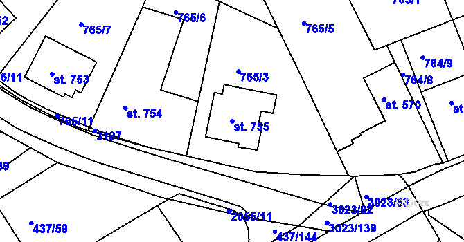 Parcela st. 755 v KÚ Mařatice, Katastrální mapa