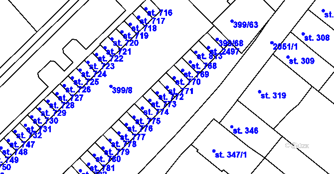 Parcela st. 771 v KÚ Mařatice, Katastrální mapa