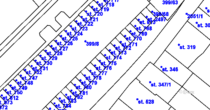 Parcela st. 774 v KÚ Mařatice, Katastrální mapa