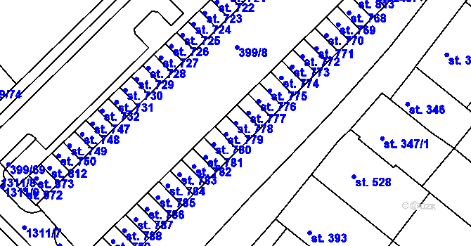 Parcela st. 778 v KÚ Mařatice, Katastrální mapa