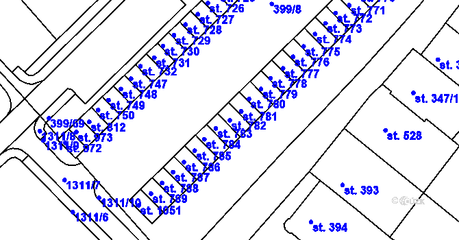 Parcela st. 782 v KÚ Mařatice, Katastrální mapa