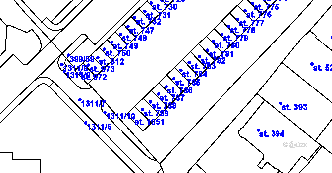 Parcela st. 786 v KÚ Mařatice, Katastrální mapa