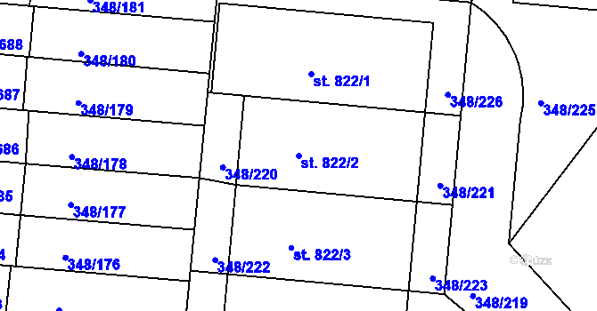 Parcela st. 822/2 v KÚ Mařatice, Katastrální mapa