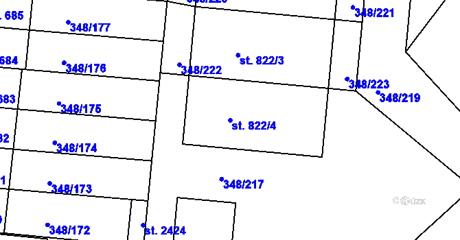 Parcela st. 822/4 v KÚ Mařatice, Katastrální mapa