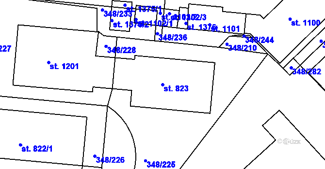 Parcela st. 823 v KÚ Mařatice, Katastrální mapa