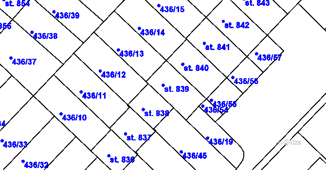 Parcela st. 839 v KÚ Mařatice, Katastrální mapa