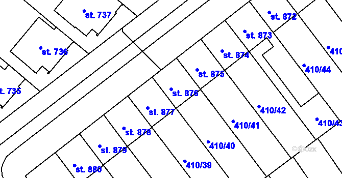 Parcela st. 876 v KÚ Mařatice, Katastrální mapa