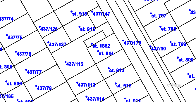 Parcela st. 914 v KÚ Mařatice, Katastrální mapa