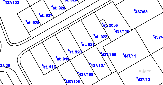 Parcela st. 921 v KÚ Mařatice, Katastrální mapa