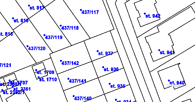 Parcela st. 937 v KÚ Mařatice, Katastrální mapa