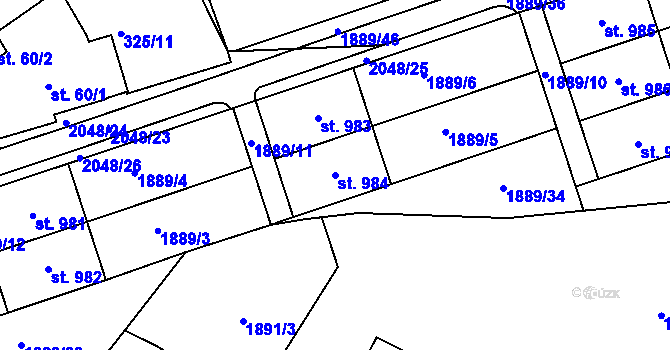 Parcela st. 984 v KÚ Mařatice, Katastrální mapa