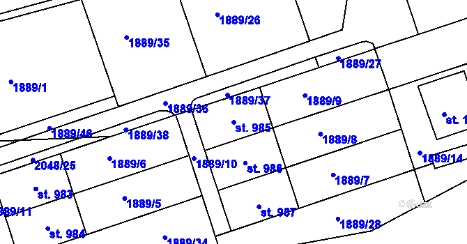 Parcela st. 985 v KÚ Mařatice, Katastrální mapa