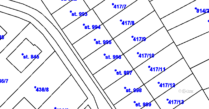 Parcela st. 996 v KÚ Mařatice, Katastrální mapa