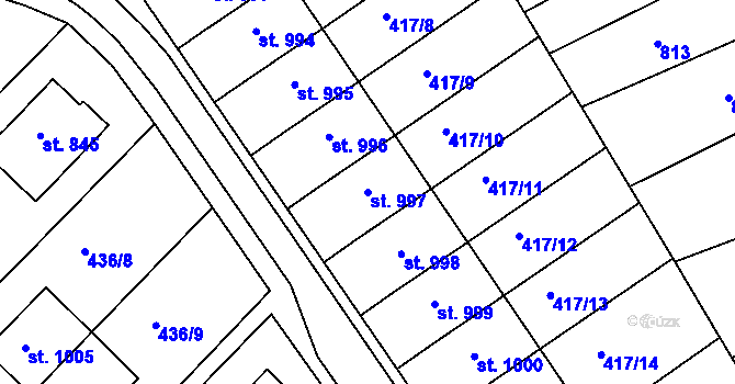 Parcela st. 997 v KÚ Mařatice, Katastrální mapa