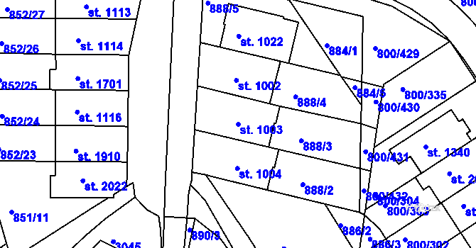 Parcela st. 1003 v KÚ Mařatice, Katastrální mapa
