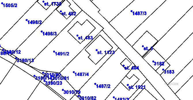 Parcela st. 1123 v KÚ Mařatice, Katastrální mapa
