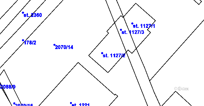 Parcela st. 1127/2 v KÚ Mařatice, Katastrální mapa