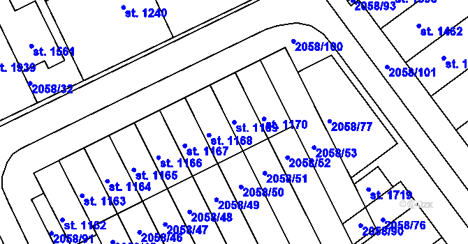 Parcela st. 1169 v KÚ Mařatice, Katastrální mapa