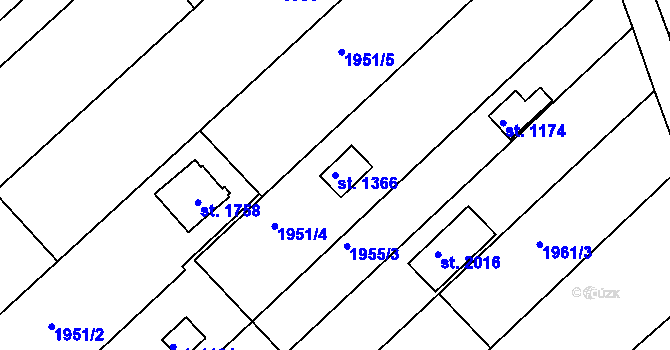Parcela st. 1366 v KÚ Mařatice, Katastrální mapa