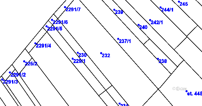 Parcela st. 232 v KÚ Mařatice, Katastrální mapa