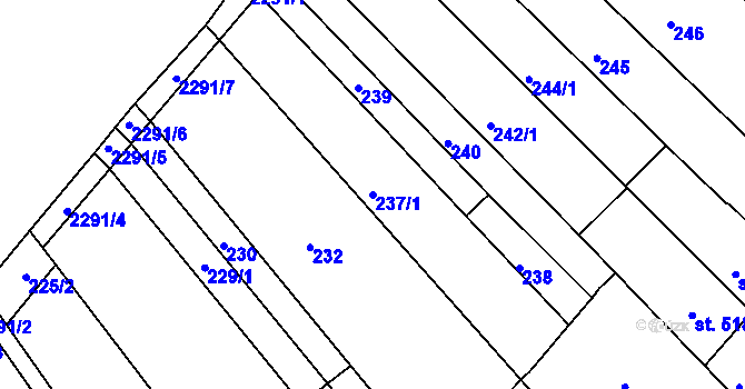 Parcela st. 237/1 v KÚ Mařatice, Katastrální mapa