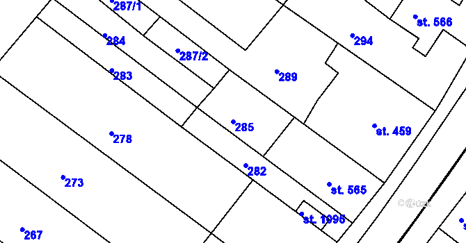 Parcela st. 285 v KÚ Mařatice, Katastrální mapa