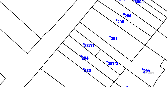 Parcela st. 287/1 v KÚ Mařatice, Katastrální mapa
